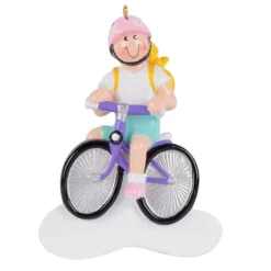 Hot Rudolph & Me Personalized Girl Riding Bike Ornament - Blonde