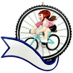 Hot Rudolph & Me Personalized Girl Riding A Bike Ornament