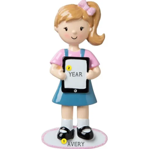 Flash Sale Personalized Girl With Ipad/ Tablet Ornament School Days