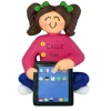 Store Personalized Girl With Tablet Ornament-Brunette School Days
