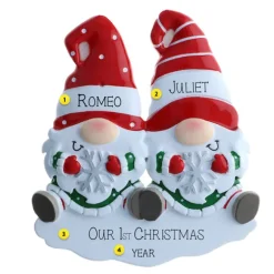 New Personalized Gnome Couple Ornament With Snowflakes Couples