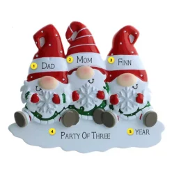 New PolarX Personalized Gnome Family Of 3 Ornament With Snowflakes