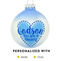 Discount Personalized Godson Glass Ornament Family Members