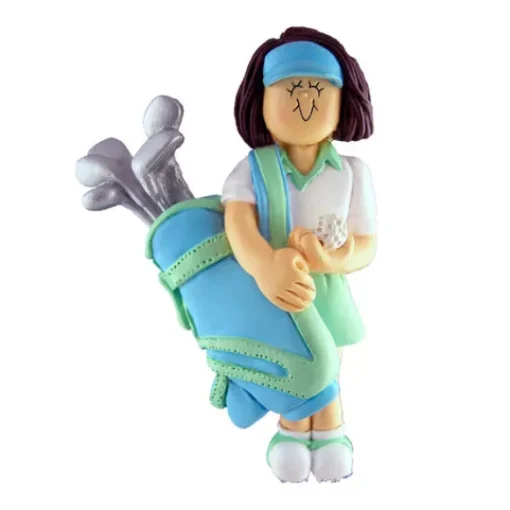 Flash Sale Ornament Central Personalized Golfer Ornament - Female, Brown Hair