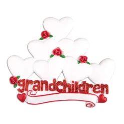 New Personalized Grandchildren Ornament With 7 Hearts Family Members