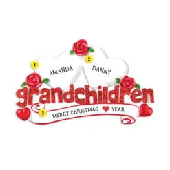 Flash Sale Personalized Grandchildren Ornament With 2 Hearts Family Members