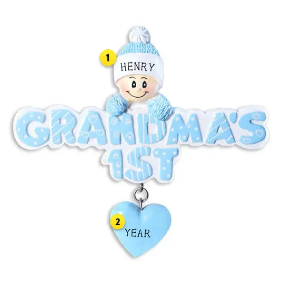 Best Sale Personalized Grandma's 1St Christmas Ornament - Blue Baby