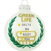 Sale Personalized Greek Life Glass Ornament Collegiate