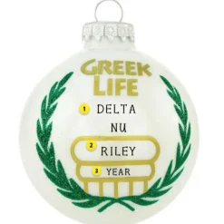 Sale Personalized Greek Life Glass Ornament Collegiate