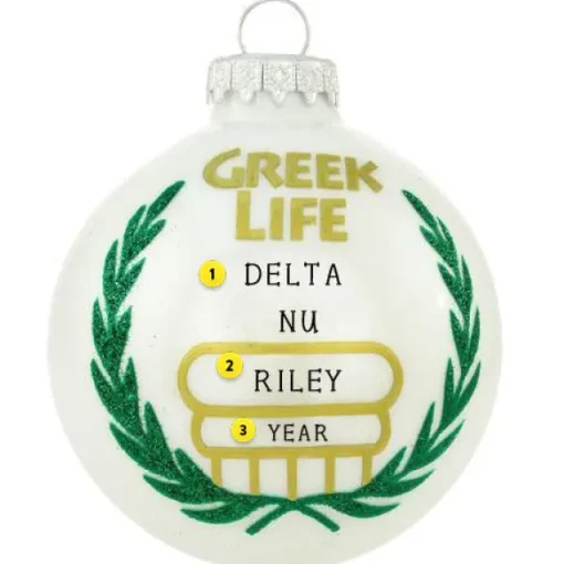 Sale Personalized Greek Life Glass Ornament Collegiate