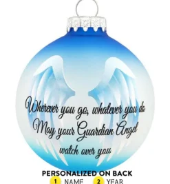 Clearance Personalized Guardian Angel Wings Glass Ornament Angels & Religious