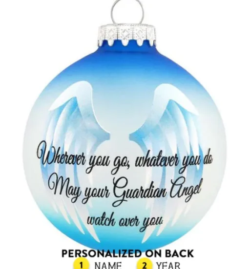Clearance Personalized Guardian Angel Wings Glass Ornament Angels & Religious