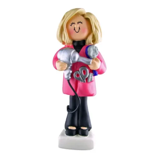 Shop Ornament Central Personalized Hairdresser Ornament - Female, Blonde Hair