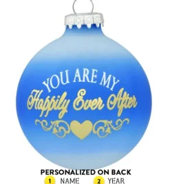 Discount Personalized Happily Ever After Glass Ornament Engaged, Wedding, & Anniversary