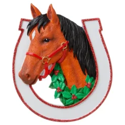 New Personalized Horse In Horseshoe Ornament Animals