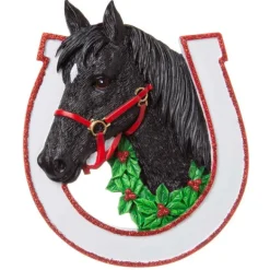 New Personalized Horse In Horseshoe Ornament Animals