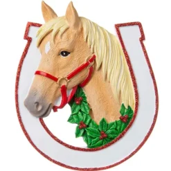 New Personalized Horse In Horseshoe Ornament Animals