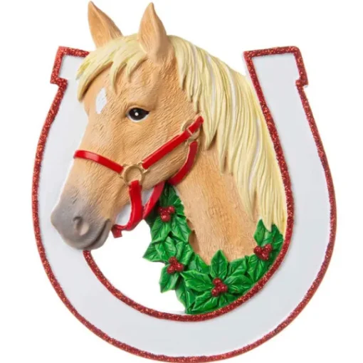 New Personalized Horse In Horseshoe Ornament Animals