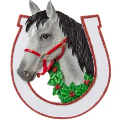 New Personalized Horse In Horseshoe Ornament Animals