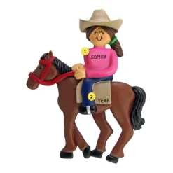 Fashion Personalized Horseback Riding Ornament - Female, Brown Hair Animals
