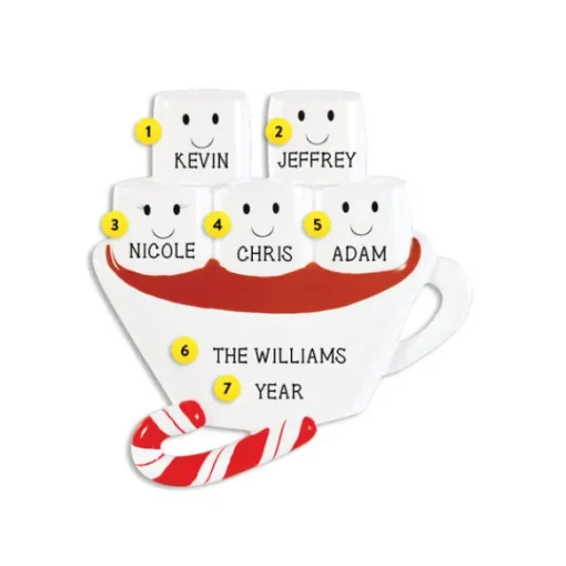 Fashion PolarX Personalized Hot Chocolate Family Of 5 Ornament