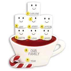 Online Personalized Hot Cocoa Family Of 7 Table Top Decoration Table Tops