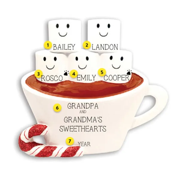 Clearance Personalized Hot Cocoa Family Of 5 Table Top Decoration Table Tops