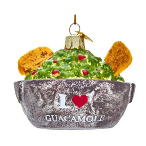 Clearance Kurt Adler Personalized "I Love Guacamole" Bowl Glass Ornament