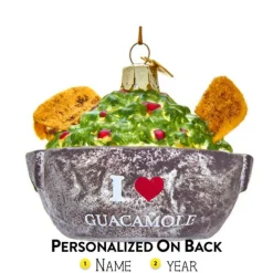 Clearance Kurt Adler Personalized "I Love Guacamole" Bowl Glass Ornament