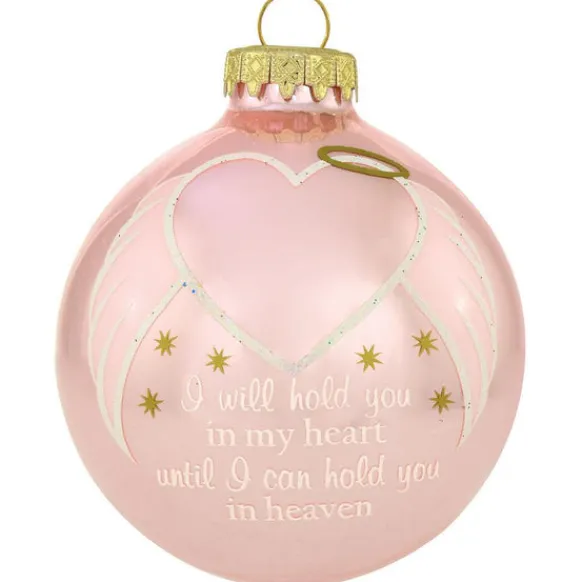 Online Personalized I Will Hold You Memorial Glass Ornament - Pink Memorial