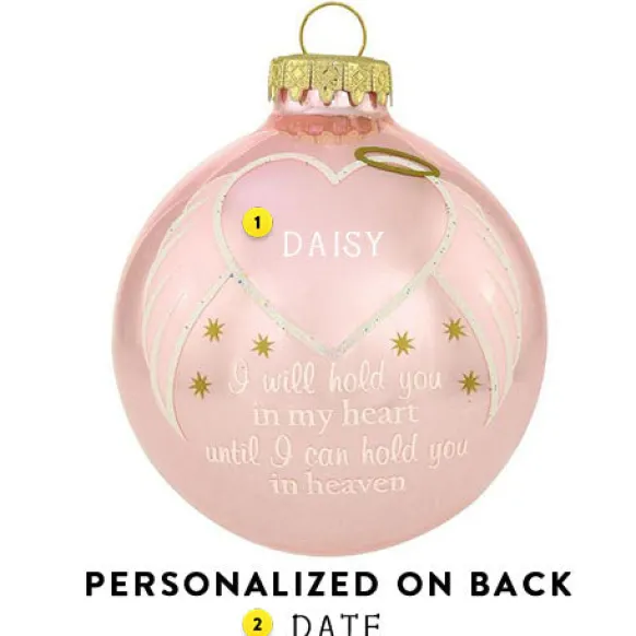 Online Personalized I Will Hold You Memorial Glass Ornament - Pink Memorial