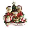 Best Sale PolarX Personalized Interracial Family Of 3 Opening Presents Ornament