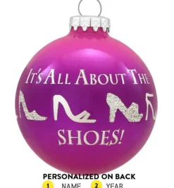 Store Personalized "It's All About The Shoes" Glass Ornament For Her