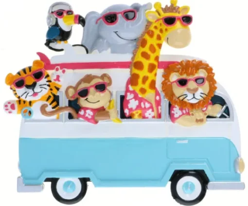 Store PolarX Personalized Jungle Family Of 6 Ornament