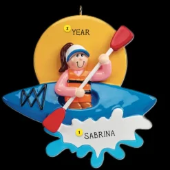 New Rudolph & Me Personalized Kayak Girl Ornament
