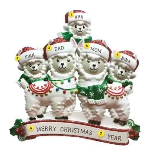 Flash Sale PolarX Personalized Llama Family Of 5 Ornament