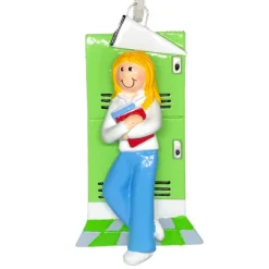 Online Personalized Locker Ornament - Female, Blonde Hair School Days