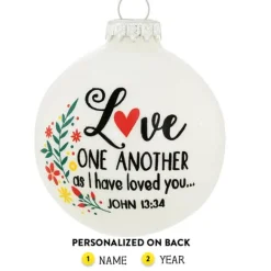 Clearance Personalized Love One Another Glass Ornament Angels & Religious