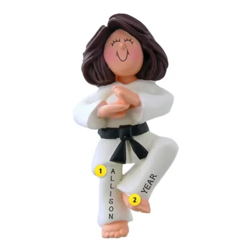 Shop Ornament Central Personalized Martial Arts Ornament - Female, Brown Hair