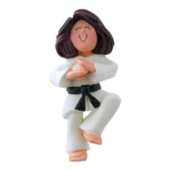 Shop Ornament Central Personalized Martial Arts Ornament - Female, Brown Hair