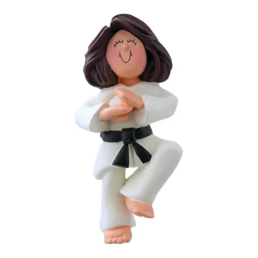 Shop Ornament Central Personalized Martial Arts Ornament - Female, Brown Hair