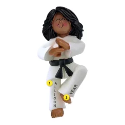 Clearance Ornament Central Personalized Martial Arts Ornament - African-American Female