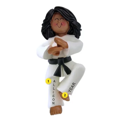 Clearance Ornament Central Personalized Martial Arts Ornament - African-American Female