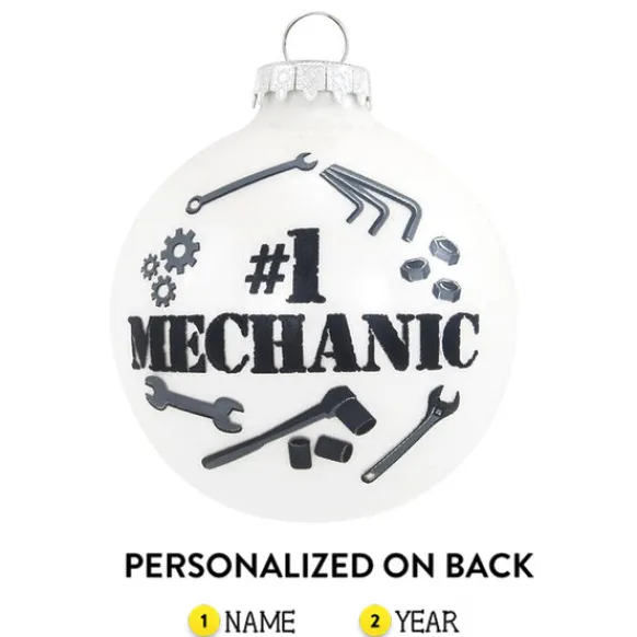 Online Bronners Personalized Mechanic Glass Ornament