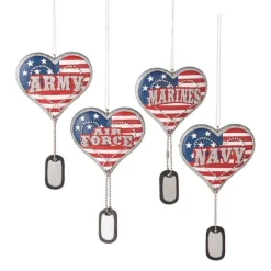 Cheap Personalized Military Service Heart With Dog Tag Ornament Military & Patriotic