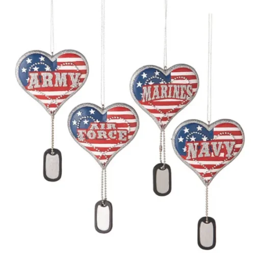 Cheap Personalized Military Service Heart With Dog Tag Ornament Military & Patriotic
