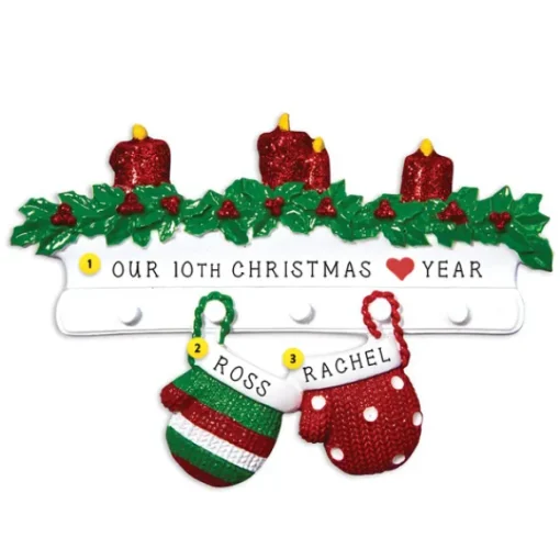 Online Personalized Mitten Family Of 2 Ornament Couples