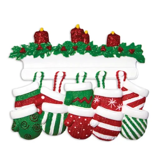 Fashion PolarX Personalized Mitten Family Of 10 Ornament