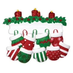 Clearance PolarX Personalized Mitten Family Of 9 Ornament