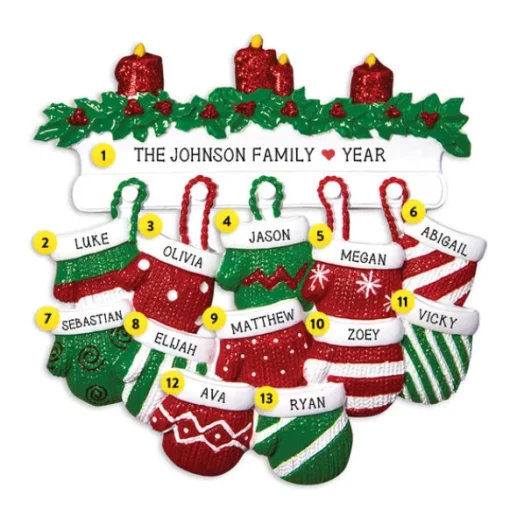 Flash Sale PolarX Personalized Mitten Family Of 12 Ornament